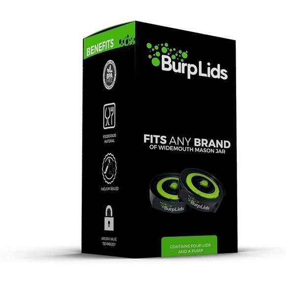 Brand New 4-Pack Burp Lids Curing Kit Wide Mouth Mason Jars Vacuum Seal w/ Pump - Picture 5 of 14